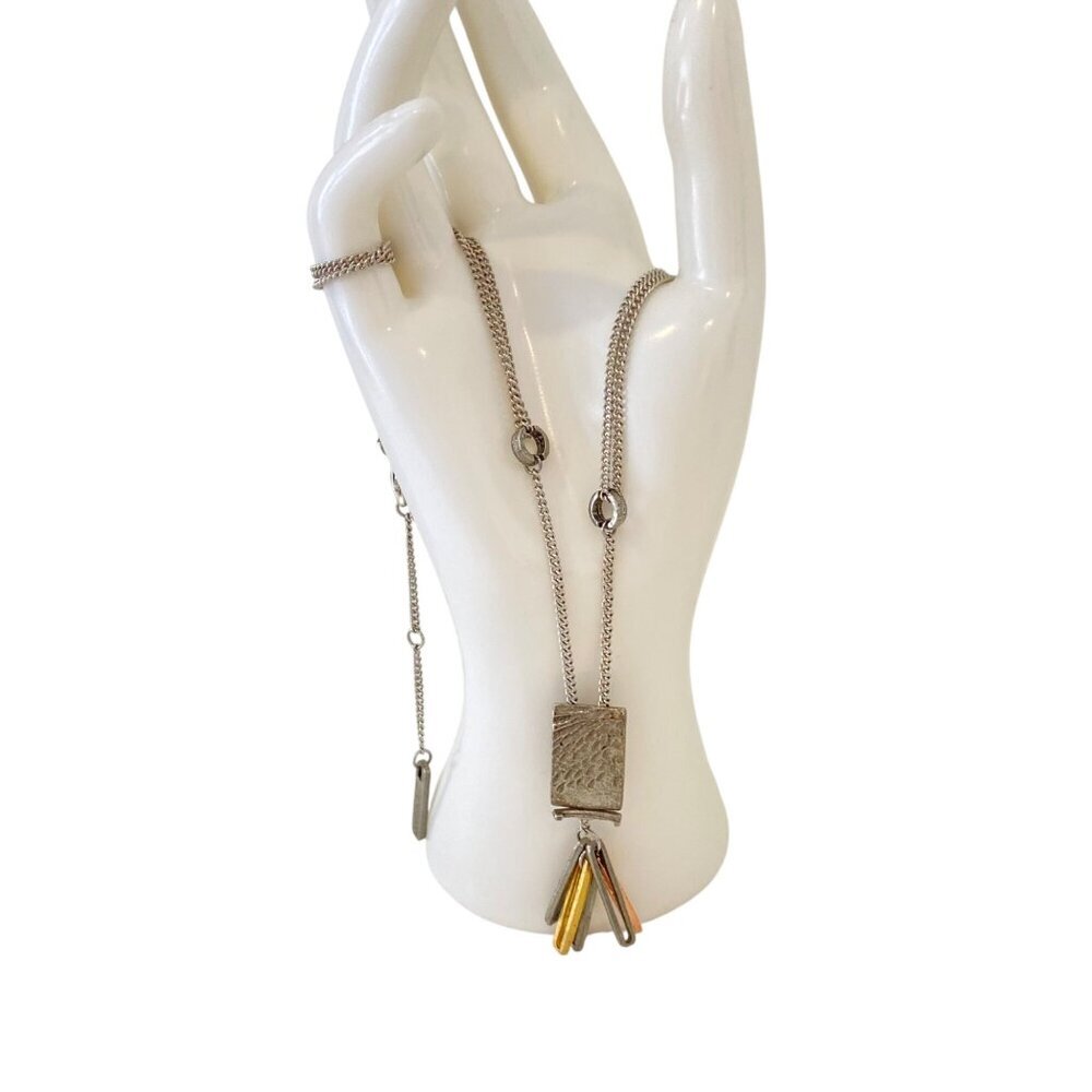 Anne-Marie Chagnon Handmade Mixed-Metal Pendant Necklace With Rectangular Charms